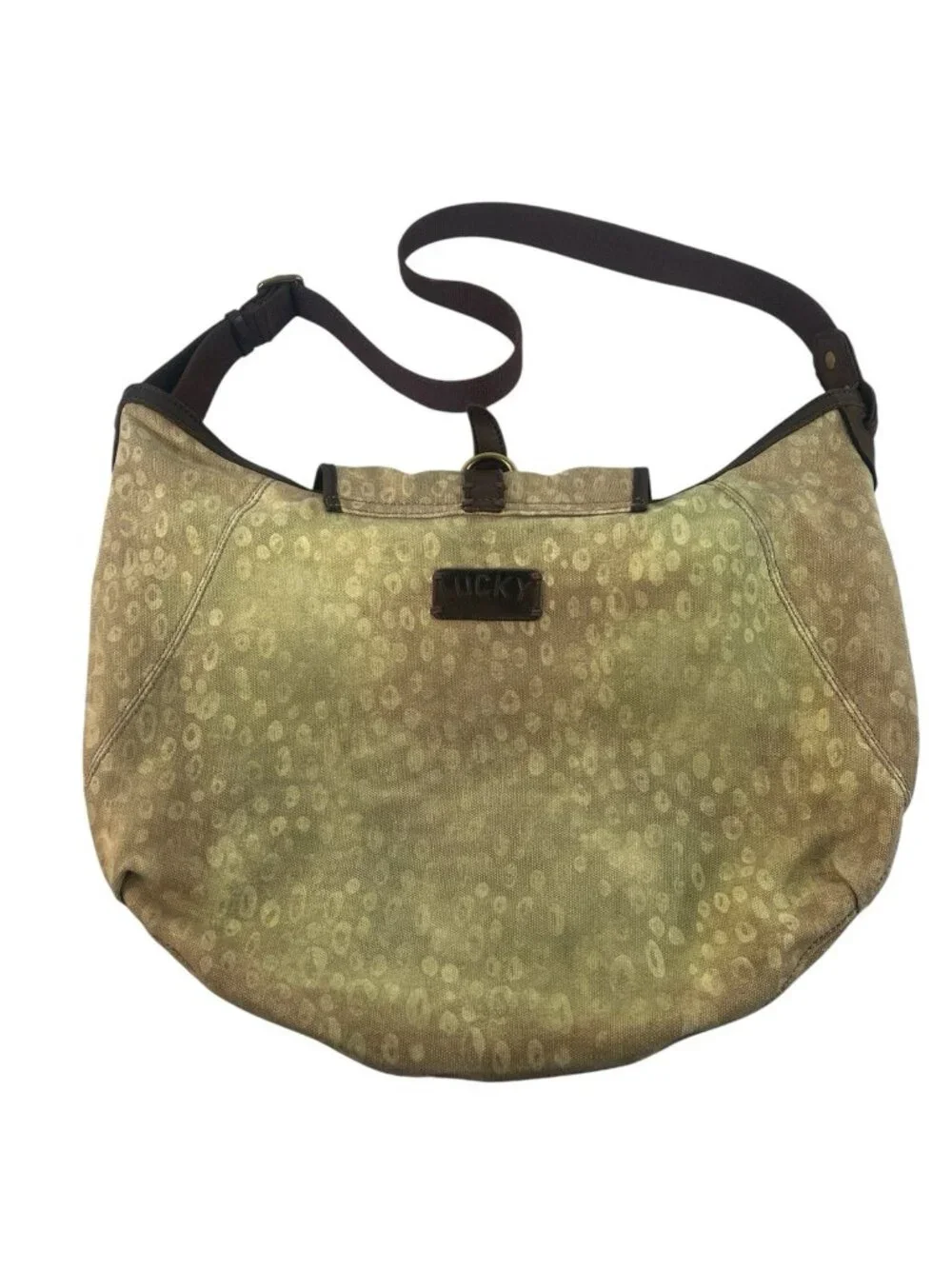 vtg y2k Lucky Brand large hobo leather/canvas anymal print ombre dyed bag